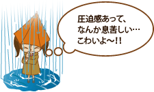 猛烈な雨（1時間雨量／80ミリ以上）「圧迫感あって、なんか息苦しい…こわいよー！！」