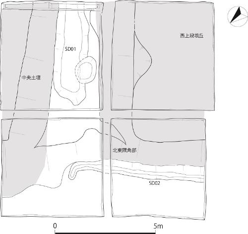 第3次調査　調査区２　西墳丘の隅角と中央部土壇